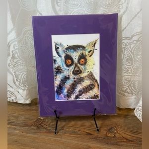 Abstract Painted Ring Tailed Lemur 5x7 print with 8x10 mat
